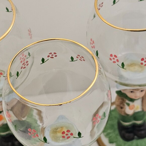 1980s Porcelain Figurine Wine Glasses set-3 by JSNY Taiwan whimsical sweet wine - Picture 6 of 14